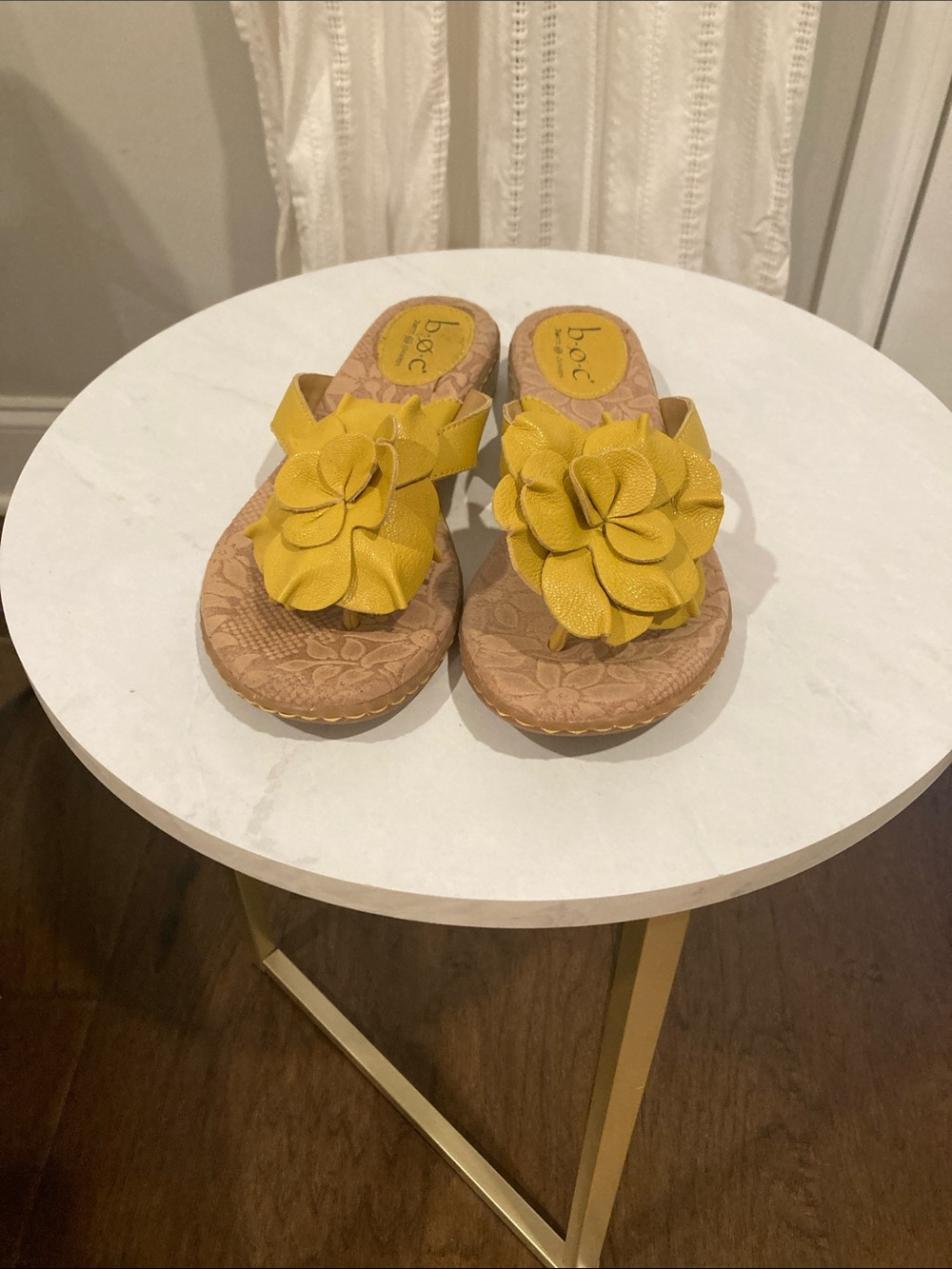 b.o.c. Sunflower Yellow Floral Slide Sandals - Women's Decorative Slip-Ons